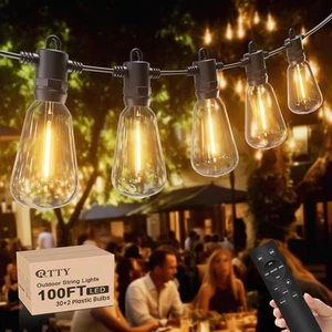 100FT Outdoor String Lights with Remote, Led Patio String Lights with Shatter... - Picture 1 of 4