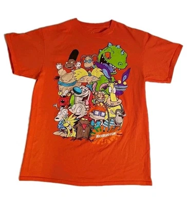 Camiseta Nickelodeon Niños Alfombra Naranja Ratas Talla M Pecho 18 pulgadas Largo 27 pulgadas Usada  Foto 1 de 4