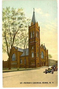 Antigua postal Roma Nueva York Iglesia de San Pedro publicada 1911 - Imagen 1 de 2