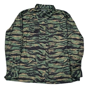Men’s Warrior Camo Button Up Loop Collar Shirt Tiger Stripe Tactical Size XXL - Picture 1 of 4