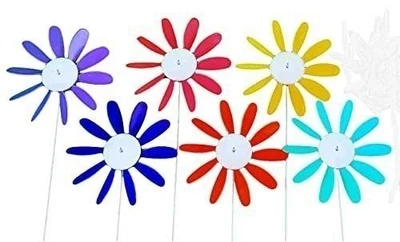 Spinning Daisies (Pack of 6) Beloit Plastics 12 inch Dia. Random Color Lawn... - Image 1 of 4