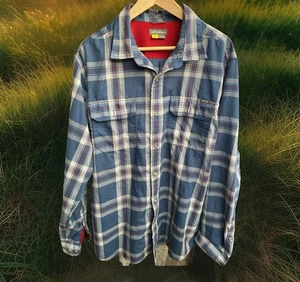 Eddie Bauer Flannel Shirt Mens XL Plaid Button Up Blue - Picture 1 of 3