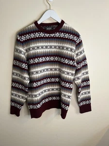Jantzen Vintage Herren Burgunderrot Creme Geometrisch Grandpacore Pullover Größe Medium - Bild 1 von 4