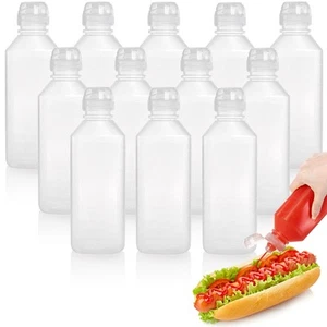 12 Pack Condiment Squeeze Bottles, 16 Oz Ketchup Mustard Bottles with Caps Sc... - Picture 1 of 7
