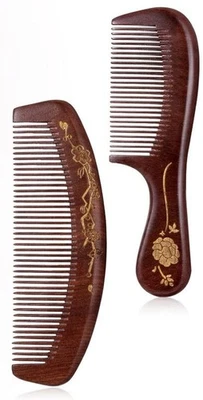 2 PCS Wooden Hair Comb Wooden Comb for Women Sandalwood Fine Tooth Natural - Image 1 of 4