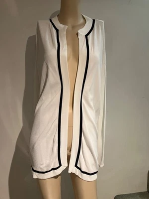 Max Mara white & black long sleeve open waterfall cardigan Size L UK 14/16 - Image 1 of 4