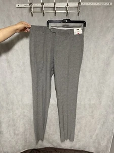 NWT Joseph Abboud Pants Men 38 Gray Nova Italy Fabric Linen Blend Unhemmed Luxe - Picture 1 of 11