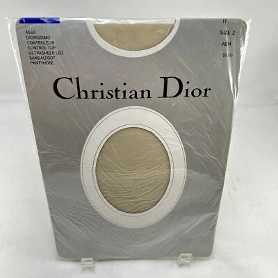 Meia-calça Vintage Christian Dior Diorissimo Cinza Tamanho 2 Ultra Transparente Controle Top - Imagem 1 de 4