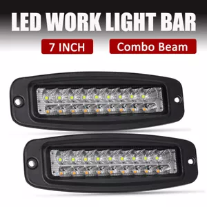 2x 7inch Flush Mount LED Pods Work Light Bar Spot Flood Beam Driving Offroad SUV - Picture 1 of 9