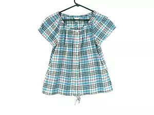 Christopher & Banks Damen Bluse M Gummizug Rundhals Kurzarm Knopfleiste - Bild 1 von 4