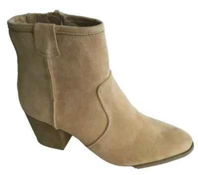 CARLOS SANTANA CARLOS 9 码棕褐色面料麂皮绒踝靴粗跟靴新品 — 第 1/4 张图片