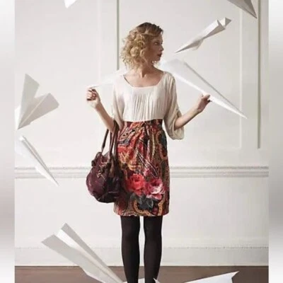 Vestido retro Anthropologie Edme Esyllte floral cachemira micro pana para mujer 4 Foto 1 de 4