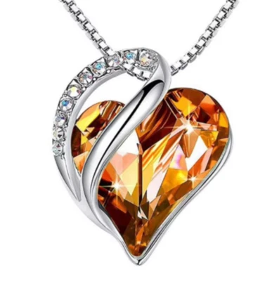 Beautiful Infinity Love Heart Pendant Necklace with Crystal Birthstone - Image 1 of 4