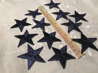 Lot 12 Embroidered Patches - HUGE Clearance  Discounts 3" Navy Blue Star - Image 1 of 4