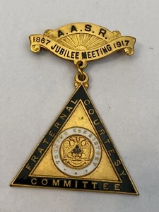 Antique 10K Gold? 1917 A.A.S.R. Jubilee Meeting 1867-1917Fraternal Courtesy Comm - Picture 1 of 7