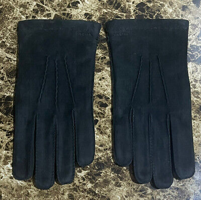 HESTRA Black Suede Handsewn Gloves Wool Lining Size 9 NWOT $149 • 49€