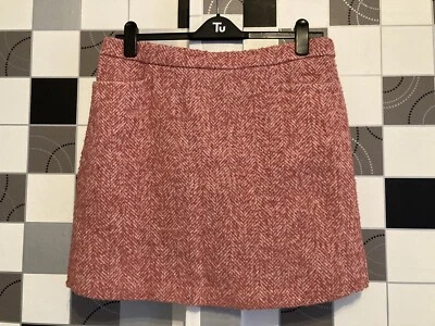 George Herringbone Tweed Pink Flecked Skirt Lined New With Tag Size 16 Free Post - Image 1 of 4