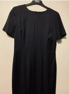 M&S Collection Black Tailored Bodycon Dress Size 12 Fully Lined Short Sleeved - Picture 1 of 8