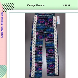 Vintage Havana Girls Geometric Print Lounge Pant with Crochet Accent Size M - Picture 1 of 3