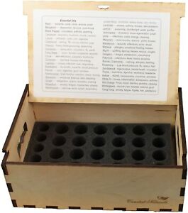 Curated Naturals 36 BOTTLE ESSENTIAL OIL CASE. ENGRAVED WOOD, MADE IN USA