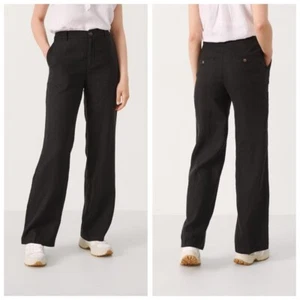 Pantaloni BegittaPW in lino nero Copenhagen nuovi con etichette parte due gamba dritta lunghezza intera 38 - Foto 1 di 17