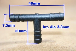 Tube Connector 7mm T Plastic Air Water Joiner Ten - Picture 1 of 2