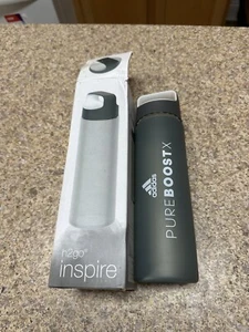 H2go Inspire Gray 18oz. Glass Bottle w/Silicone Sleeve - Rare Adidas Pure BoostX - Picture 1 of 3