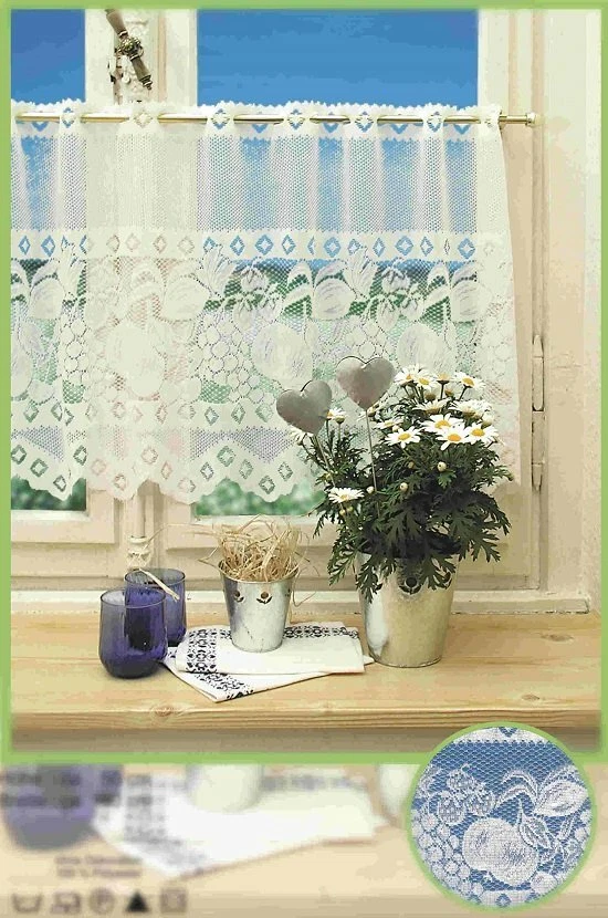 全新 西部花边 厨房 窗帘 经纱 针织 提花 水果 咖啡窗帘 — 第 1/1 张图片