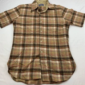 Vintage Pendleton Men’s Plaid Wool Board Shirt Sz Medium 50’s Surf Wetsuit Holes - Picture 1 of 12