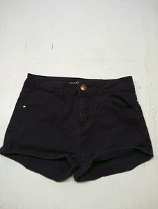 Refuge Womens Short Shorts size 4 Black Denim Stretch Low Rise - Picture 1 of 4