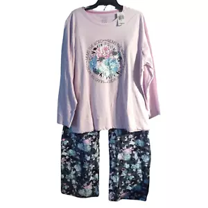 NWT Vera Bradley 2XL Pajamas LS KnitTop Flannel Pants Chrysanthemum Crush Cotton - Picture 1 of 8