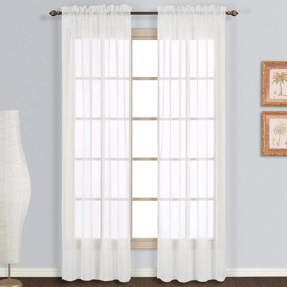 United Curtain Monte Carlo White Sheer Window Curtain Panel, 118 x 108, Set of 2 - Image 1 of 1
