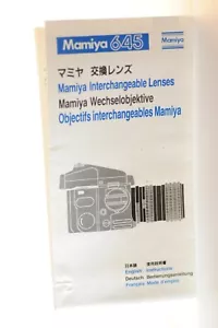 Mamiya Interchangeable lens 645 Medium format FILM Camera instructions ORIGINAL - Picture 1 of 3