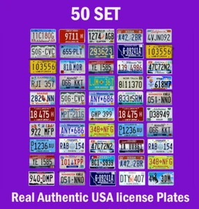 50 USA LICENSE PLATES SET AMERICAN NUMBER TAG LOT BEST VALUE ART DECOR COLOR MIX - Picture 1 of 1