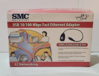 SMC Networks Compact USB 10/100Mbps Fast Ethernet Adapter SEALED SMC2206USB/ETH - Image 1 of 2