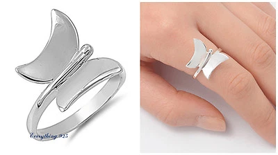 ANILLO DE PLATA DE LEY 925 16 MM BONITO DISEÑO BANDA MARIPOSA TALLA 4 a 11* Foto 1 de 2