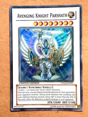 Yugioh Avenging Knight Parshath Limited Edition Super Rare TDGS-ENSP1 NM - Image 1 of 4