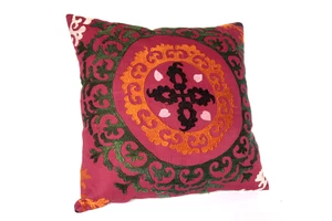 Vibrant Uzbek Handmade Craft,Decorative Vintage 20x20” Tribal Suzani pillow - Picture 1 of 10