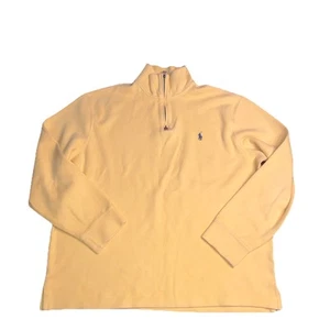 Polo Ralph Lauren uomo maglia quarto zip maglione taglia XL giallo cotone manica lunga - Foto 1 di 5