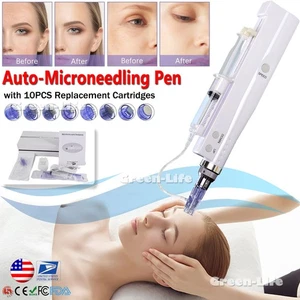 Micro Pen Mesotherapie Pistole +10 Stück Ersatznadeln Patronen 12/24/36/42 Pins - Bild 1 von 28