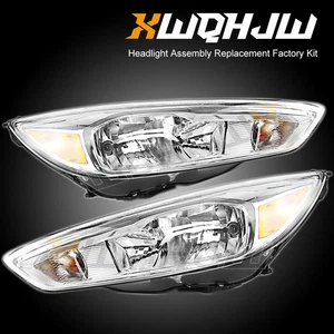 Headlight Assembly, Replacement for 2015-2018 Focus, Chrome Housing, Amber Refle - Bild 1 von 11