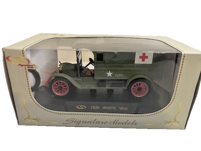 SIGNATURE MODELS DIE-CAST 1920 GREEN U.S. ARMY WHITE MEDICAL VAN 6" LONG - #1840 - Image 1 of 4