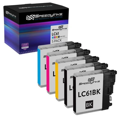 Compatible LC61 for Brother Set of 5 Cartridges 2x LC61BK LC61C LC61M LC61Y - Image 1 of 4