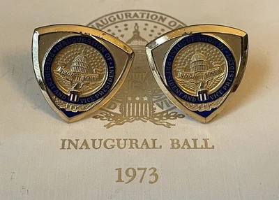 1973 Nixon/Agnew Presidential Inauguration Gold Tone Cufflinks in Original Box - Image 1 of 4