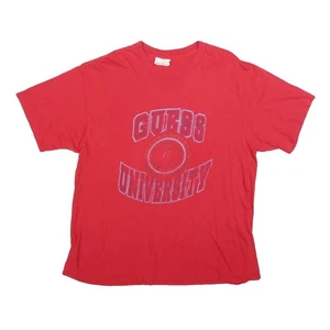 GUESS Mujer Algodón Rojo Mezcla Gráfico Camiseta Uno Talla Corto Manga Codo Neck - Imagen 1 de 6