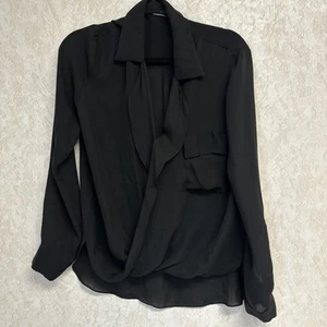 L'Agence 100% Silk Drape Front Blouse Small - Picture 1 of 4