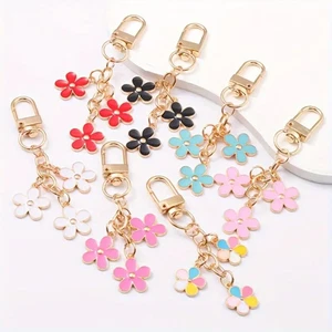 Hermoso Esmalte Triple Flor Dorado Llavero Cartera Mochila Dije Llavero - Imagen 1 de 15