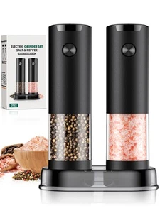Electric Salt and Pepper Grinder Set Automatic Battery Pepper Mill Shakers Ad... - Picture 1 of 7