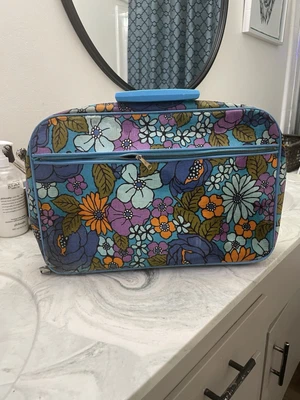 VTG Floral Suitcase 60's 70's Flower Travel Bag Case Retro Paisley Made in Japan - Image 1 of 4