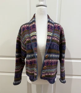 Vintage 80s ALPS 100% Wool Cardigan Sweater Womens S Southwestern Aztec Boho - Picture 1 of 9